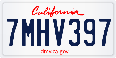 CA license plate 7MHV397