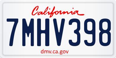 CA license plate 7MHV398