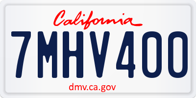 CA license plate 7MHV400