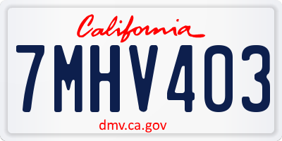 CA license plate 7MHV403