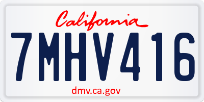 CA license plate 7MHV416