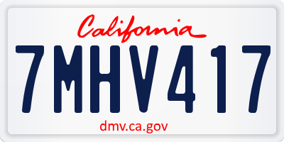 CA license plate 7MHV417