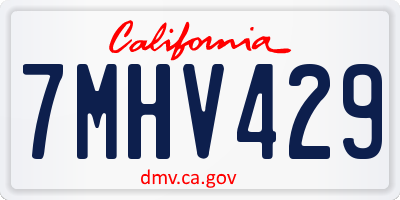 CA license plate 7MHV429