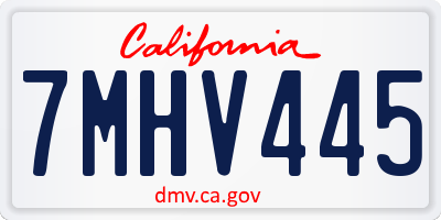CA license plate 7MHV445