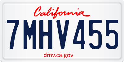 CA license plate 7MHV455