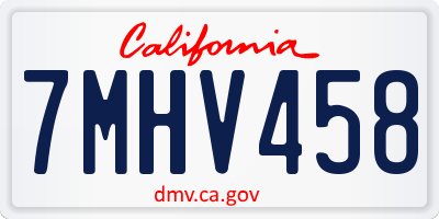 CA license plate 7MHV458