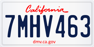 CA license plate 7MHV463