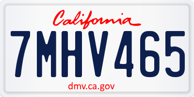 CA license plate 7MHV465