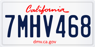 CA license plate 7MHV468