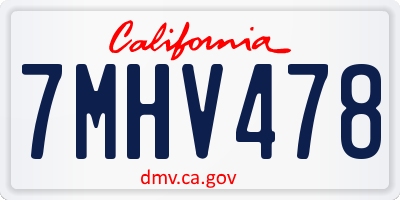 CA license plate 7MHV478