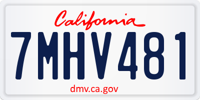 CA license plate 7MHV481