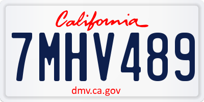 CA license plate 7MHV489