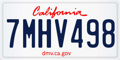 CA license plate 7MHV498
