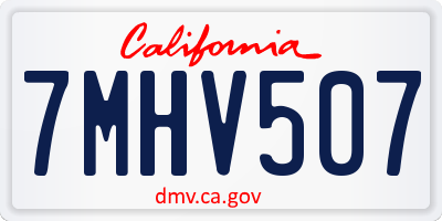 CA license plate 7MHV507