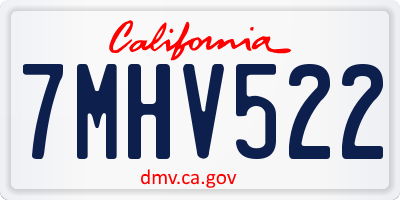CA license plate 7MHV522