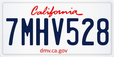 CA license plate 7MHV528
