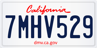 CA license plate 7MHV529