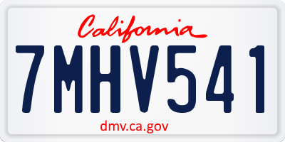 CA license plate 7MHV541