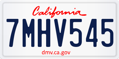 CA license plate 7MHV545