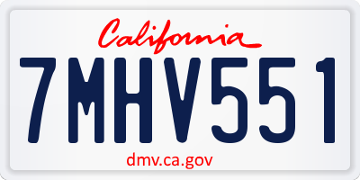 CA license plate 7MHV551