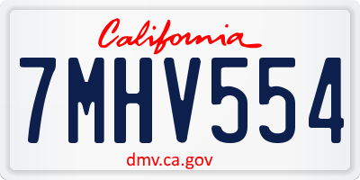 CA license plate 7MHV554