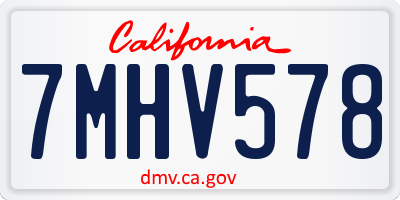 CA license plate 7MHV578
