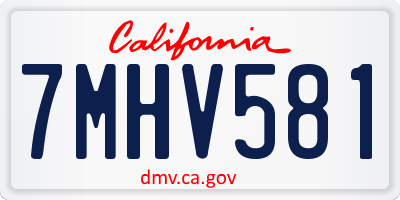 CA license plate 7MHV581