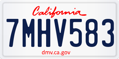 CA license plate 7MHV583