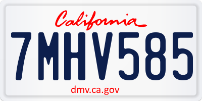 CA license plate 7MHV585