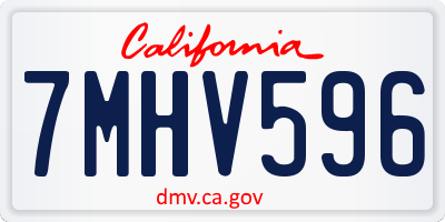 CA license plate 7MHV596