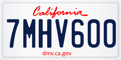 CA license plate 7MHV600