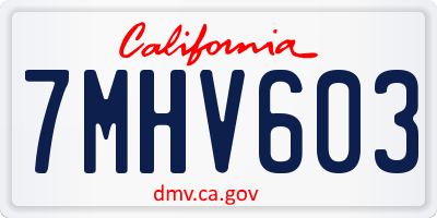 CA license plate 7MHV603