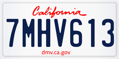 CA license plate 7MHV613