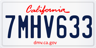CA license plate 7MHV633