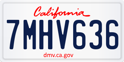 CA license plate 7MHV636