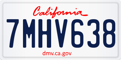 CA license plate 7MHV638