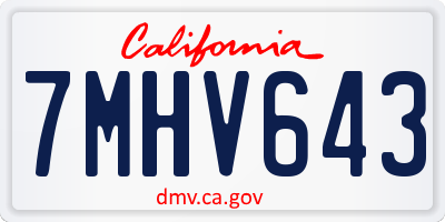 CA license plate 7MHV643