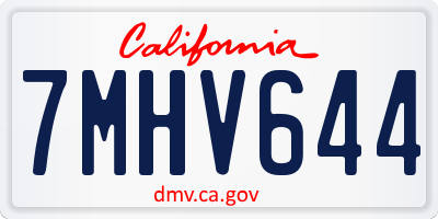 CA license plate 7MHV644