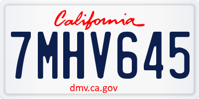 CA license plate 7MHV645