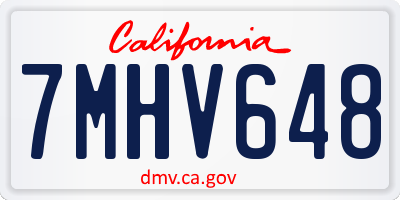 CA license plate 7MHV648