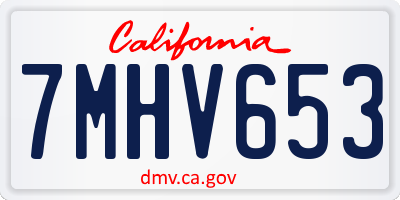 CA license plate 7MHV653