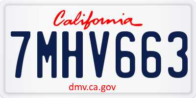 CA license plate 7MHV663