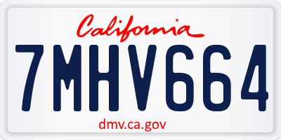 CA license plate 7MHV664