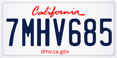 CA license plate 7MHV685