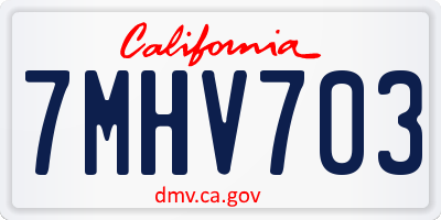 CA license plate 7MHV703