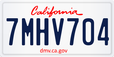 CA license plate 7MHV704