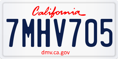 CA license plate 7MHV705