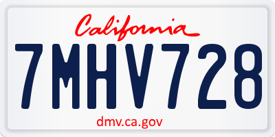 CA license plate 7MHV728