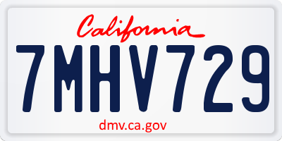 CA license plate 7MHV729