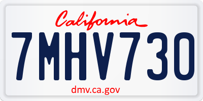 CA license plate 7MHV730